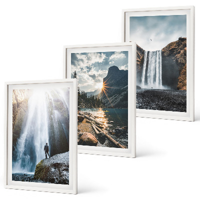 Set di quadri incorniciati cascate montagne paesaggi natura