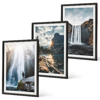 Set di quadri incorniciati cascate montagne paesaggi natura