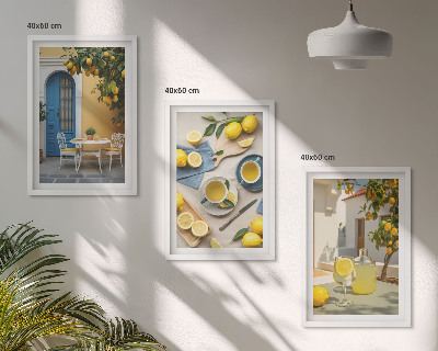 Set di quadri incorniciati limoni limonata porta blu