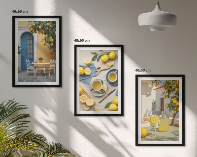 Set di quadri incorniciati limoni limonata porta blu