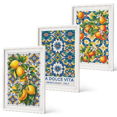 Set di 3 quadri Astratti colorati di agrumi