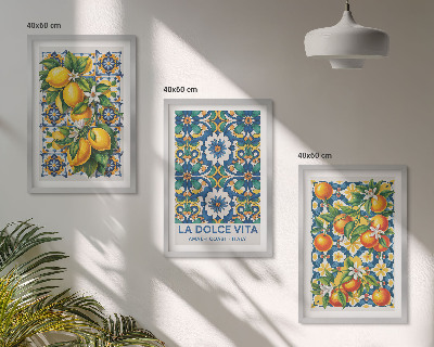 Set di 3 quadri Astratti colorati di agrumi