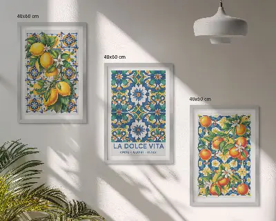 Set di 3 quadri con stampa di astratti colorati a tema agrumi
