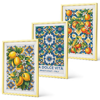Set di 3 quadri Astratti colorati di agrumi