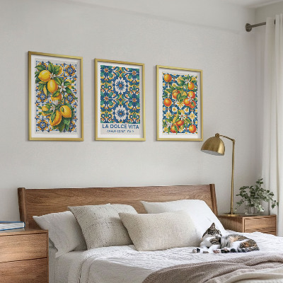 Set di 3 quadri Astratti colorati di agrumi