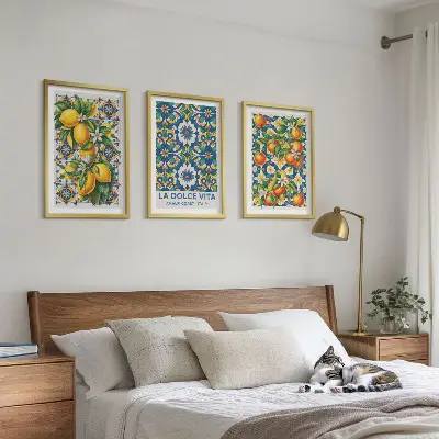 Set di 3 quadri con stampa di astratti colorati a tema agrumi