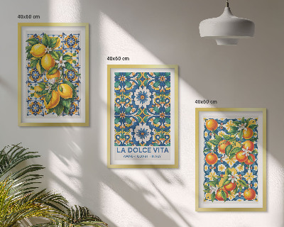 Set di 3 quadri Astratti colorati di agrumi