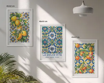 Set di 3 quadri con stampa di astratti colorati a tema agrumi