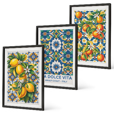 Set di 3 quadri Astratti colorati di agrumi