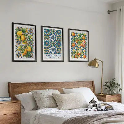 Set di 3 quadri con stampa di astratti colorati a tema agrumi