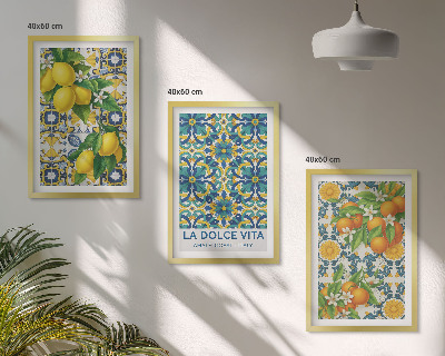 Composizione di quadri Limoni, arance, fiori, Italia