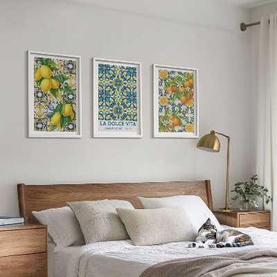 Composizione di quadri Limoni, arance, fiori, Italia