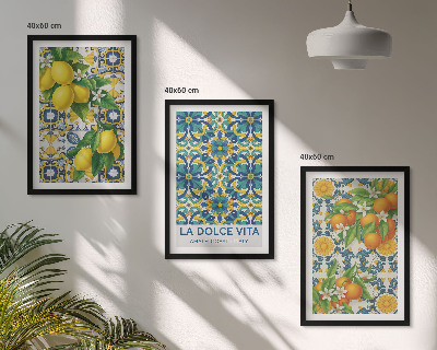 Composizione di quadri Limoni, arance, fiori, Italia