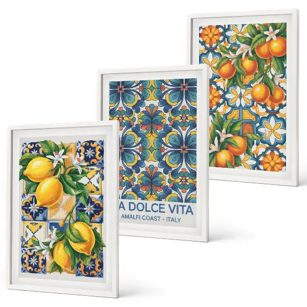Set di quadri incorniciati con motivi di fiori di limone e arancio