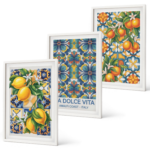 Set di quadri incorniciati motivi di fiori di limone e arancio