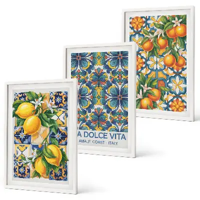 Set di quadri incorniciati con motivi di fiori di limone e arancio
