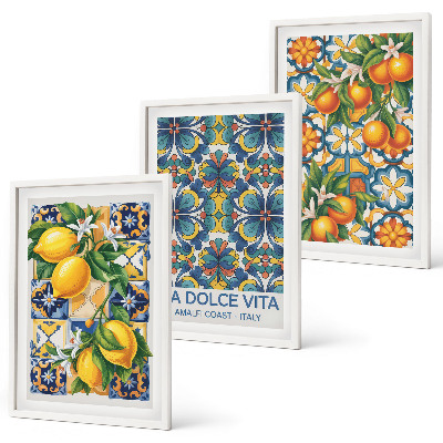 Set di quadri incorniciati motivi di fiori di limone e arancio