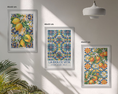 Set di quadri incorniciati motivi di fiori di limone e arancio