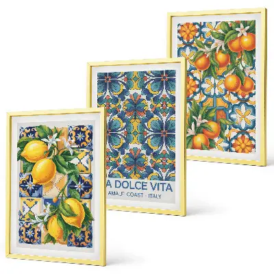 Set di quadri incorniciati con motivi di fiori di limone e arancio