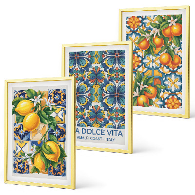 Set di quadri incorniciati motivi di fiori di limone e arancio