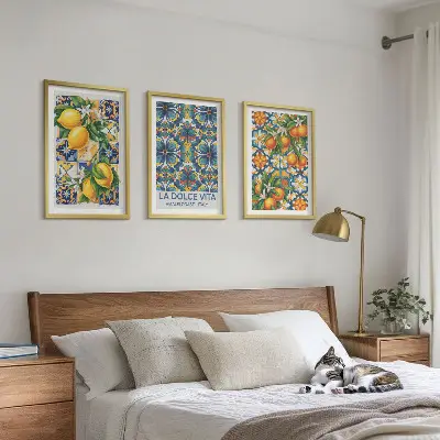 Set di quadri incorniciati con motivi di fiori di limone e arancio