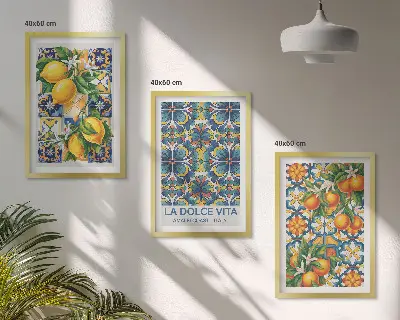 Set di quadri incorniciati con motivi di fiori di limone e arancio
