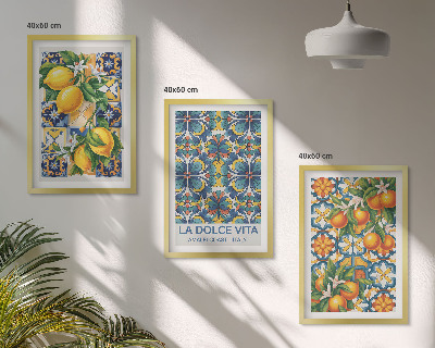 Set di quadri incorniciati motivi di fiori di limone e arancio