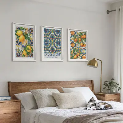 Set di quadri incorniciati con motivi di fiori di limone e arancio