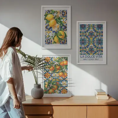Set di quadri incorniciati con motivi di fiori di limone e arancio