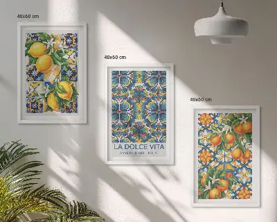 Set di quadri incorniciati con motivi di fiori di limone e arancio