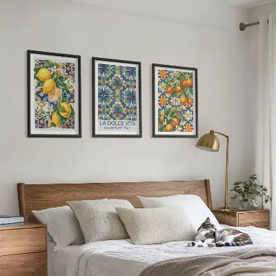 Set di quadri incorniciati con motivi di fiori di limone e arancio