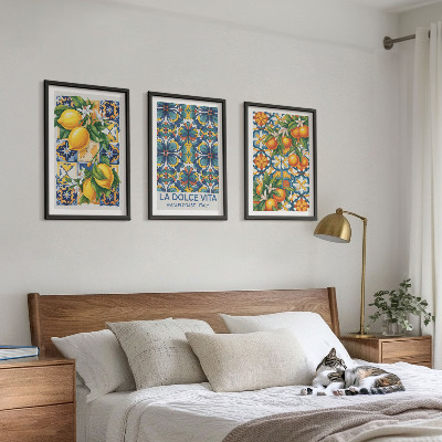 Set di quadri incorniciati motivi di fiori di limone e arancio