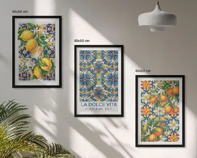 Set di quadri incorniciati con motivi di fiori di limone e arancio