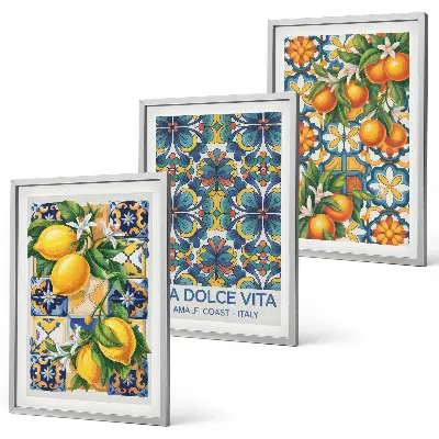 Set di quadri incorniciati con motivi di fiori di limone e arancio
