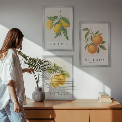 Set di 3 quadri limoni e arance di Amalfi