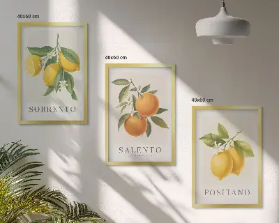 Set di 3 quadri con limoni e arance di Amalfi