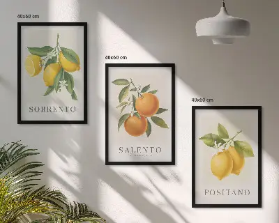 Set di 3 quadri con limoni e arance di Amalfi