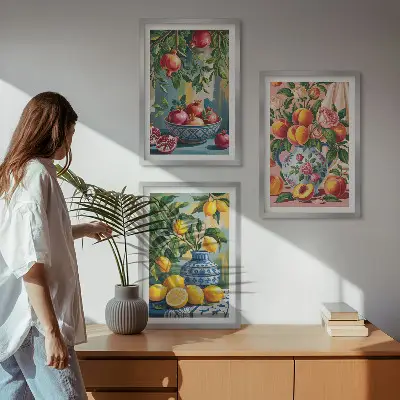 Composizione di quadri motivo con frutto del melograno