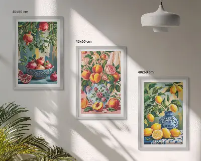 Composizione di quadri motivo con frutto del melograno