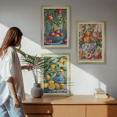 Composizione di quadri motivo con frutto del melograno