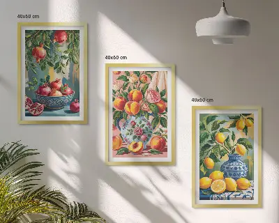 Composizione di quadri motivo con frutto del melograno