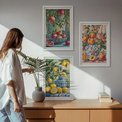 Composizione di quadri motivo con frutto del melograno