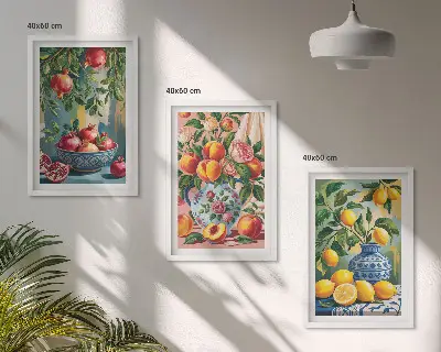 Composizione di quadri motivo con frutto del melograno