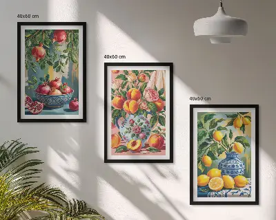 Composizione di quadri motivo con frutto del melograno