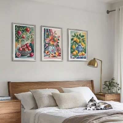 Fiori e frutta in vaso set di 3 quadri