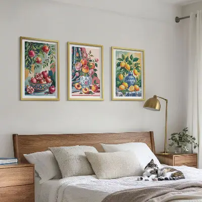 Fiori e frutta in vaso set di 3 quadri