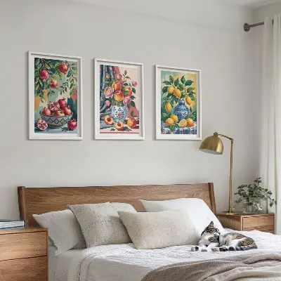 Fiori e frutta in vaso set di 3 quadri