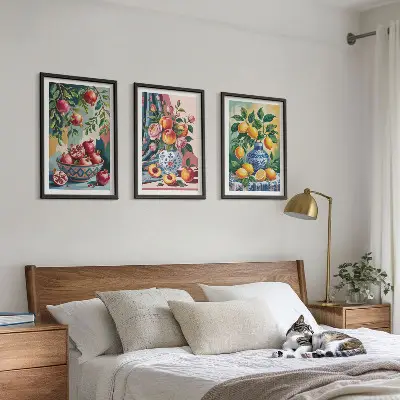 Fiori e frutta in vaso set di 3 quadri