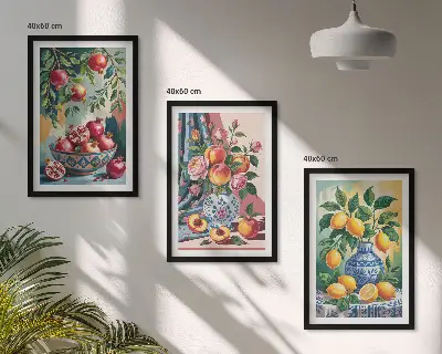 Fiori e frutta in vaso set di 3 quadri