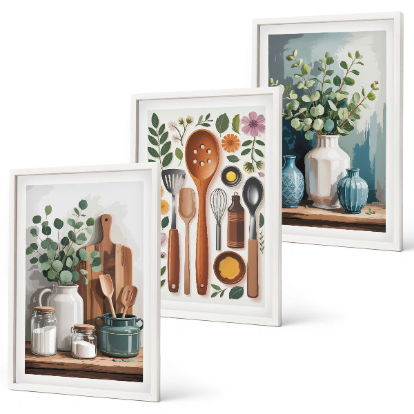Composizione di quadri Accessori da cucina a base vegetale